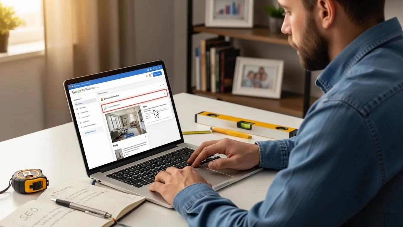 Contractor optimizing Google My Business profile for local visibility