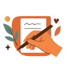 Hand writing on a notepad with decorative elements, symbolizing Etsy copywriting services to enhance shop listings and attract buyers.