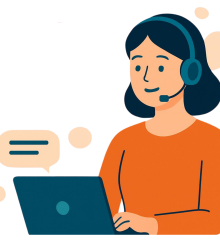 Etsy virtual assistant providing support and guidance for Etsy shop owners, with a laptop and headset, emphasizing productivity and customer service.