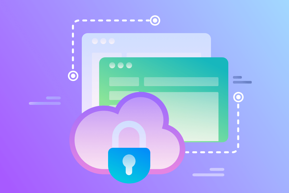 Cloud security concept with a padlock and digital interface elements representing data protection in digital marketing.
